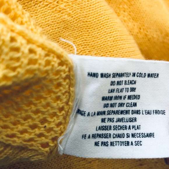 Anthro Sparrow Cardigan Hoodie Pockets Diamond Design Sweater Yellow Size XS - Picture 11 of 11